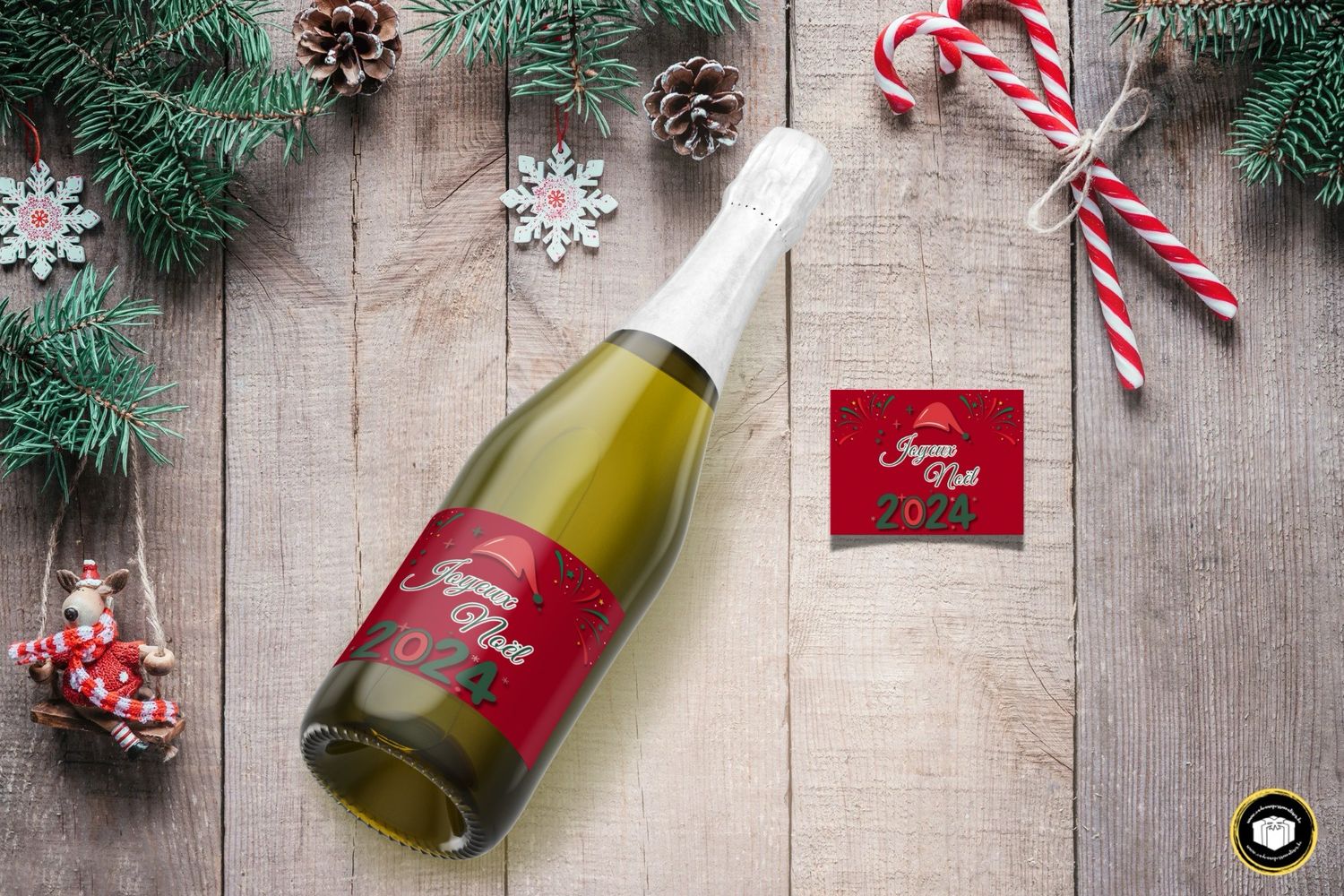 Étiquette bouteille joyeux Noël personnalisée