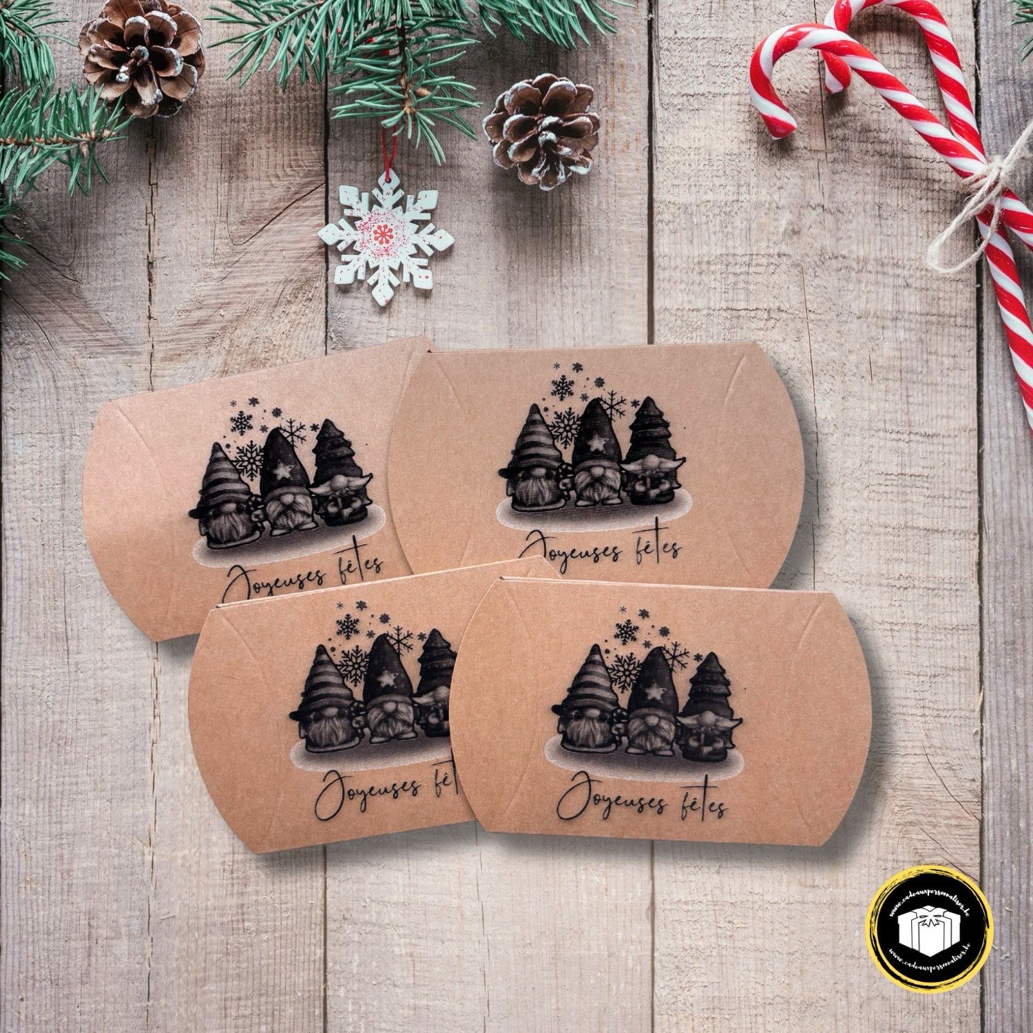 Emballage carton personnalisé gnome de Noël