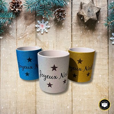 Lot 3 mug pailletés joyeux Noël