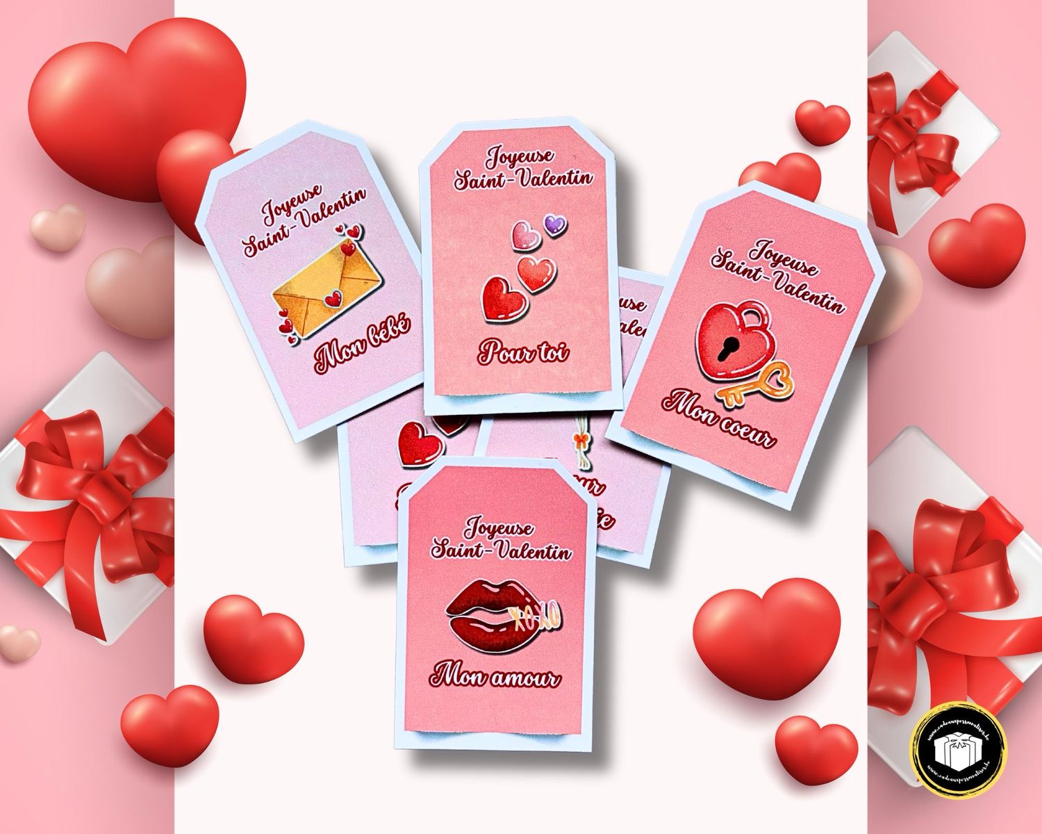 Étiquette autocollante Saint-Valentin
