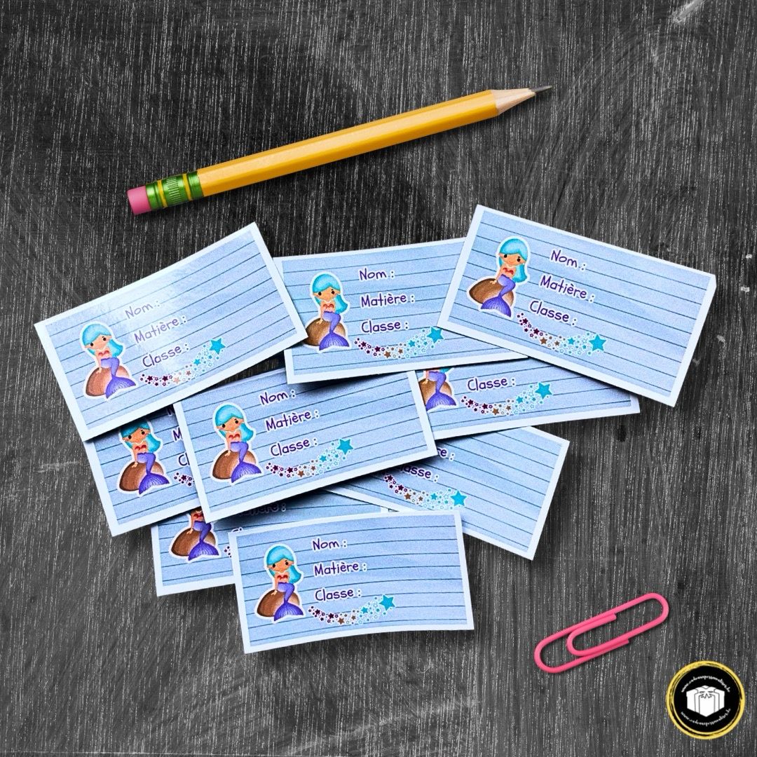 12 étiquettes autocollantes sirène pour l&#39;école. 10,80€