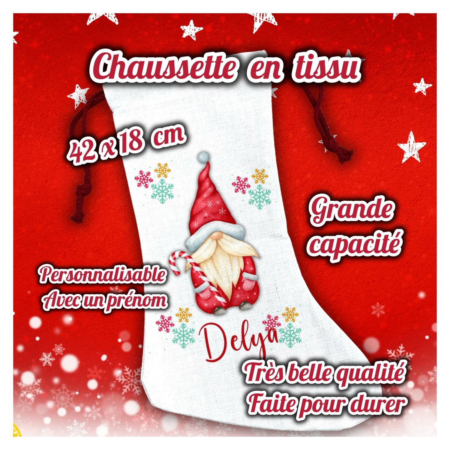 Chaussette de Noël avec le prénom