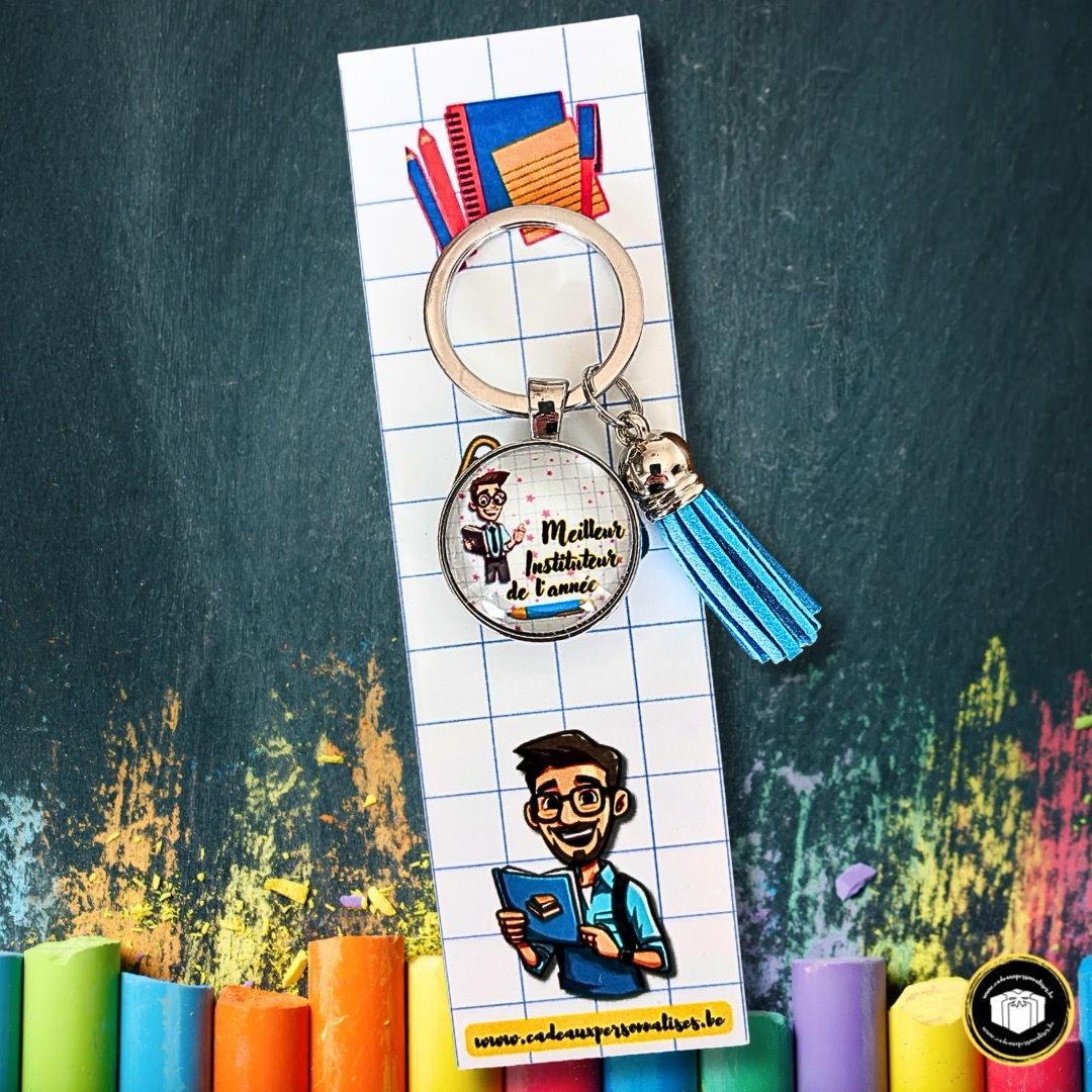 Porte-clés cabochon meilleur instituteur