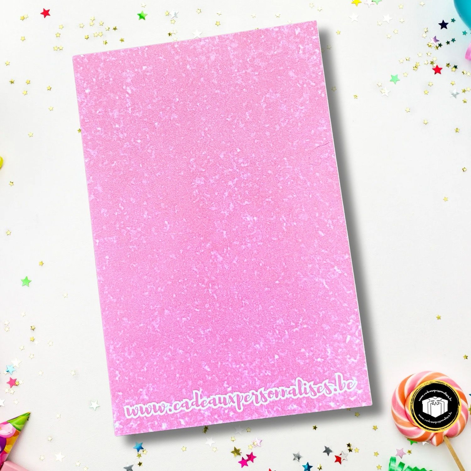 Support emballage rose paillettes