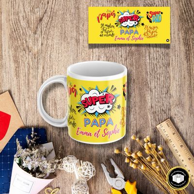 Mug super papa avec prénom