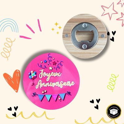 Décapsuleur en bois pour anniversaire
