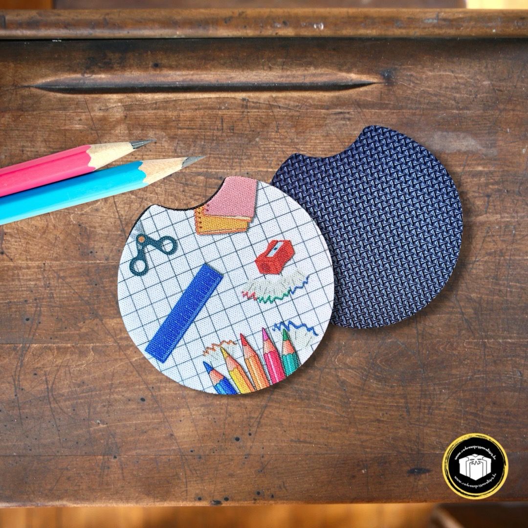 Dessous de verres pour voiture thème école