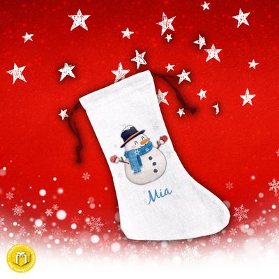 Chaussette de Noël bonhomme de neige avec prénom
