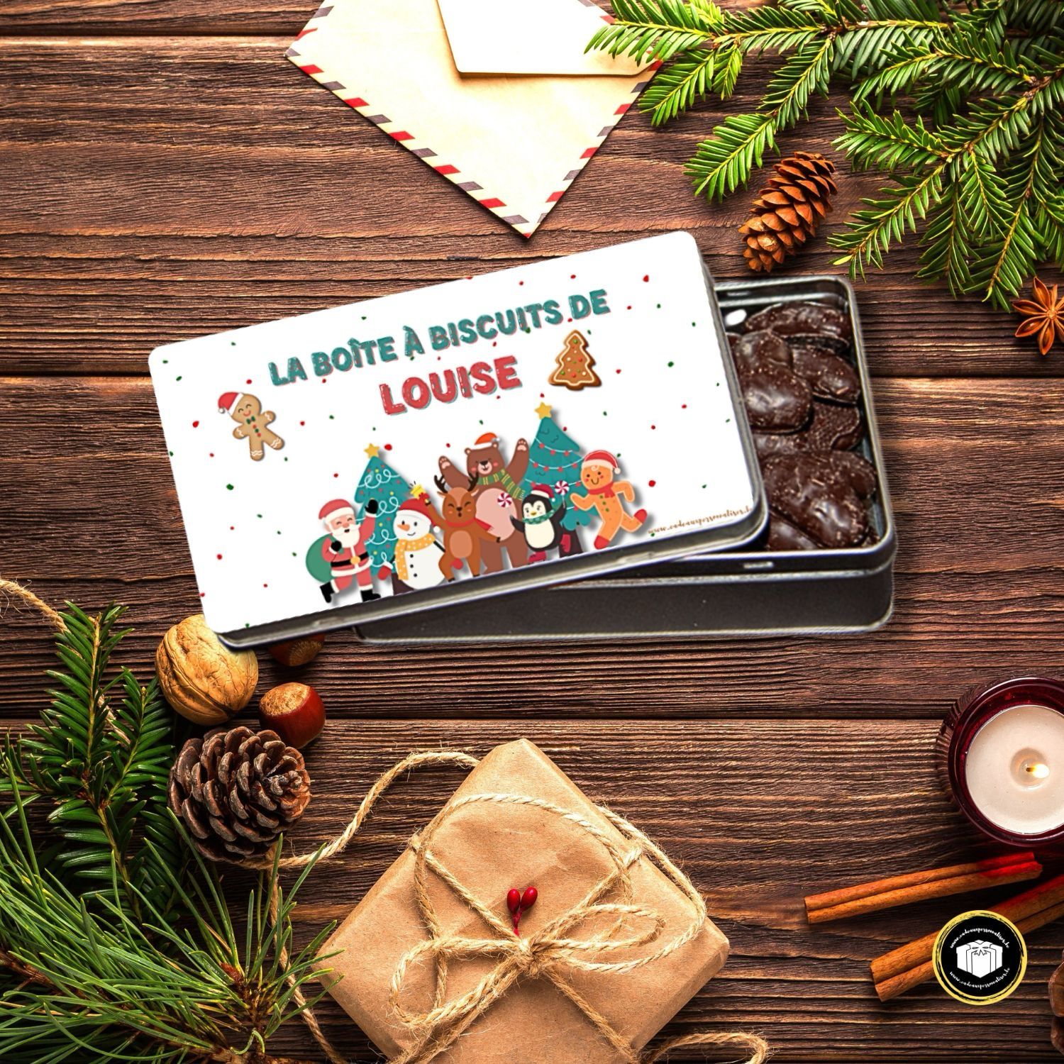 Boîte à biscuits de Noël personnalisée