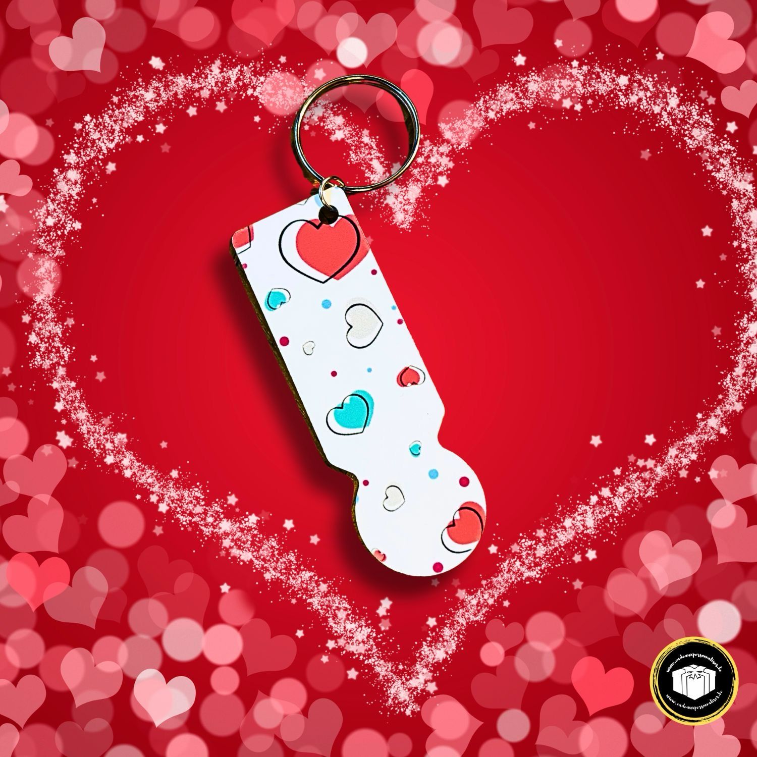 Porte-clés caddie motif cœurs