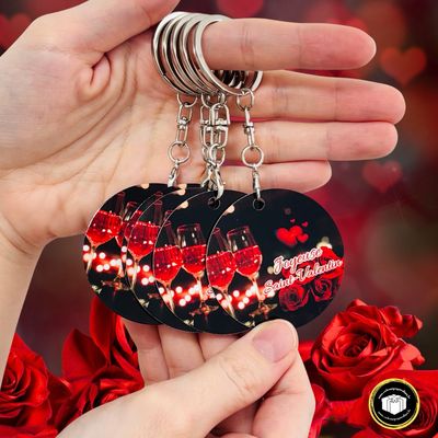 Porte-clés double face en métal – Joyeuse Saint-Valentin