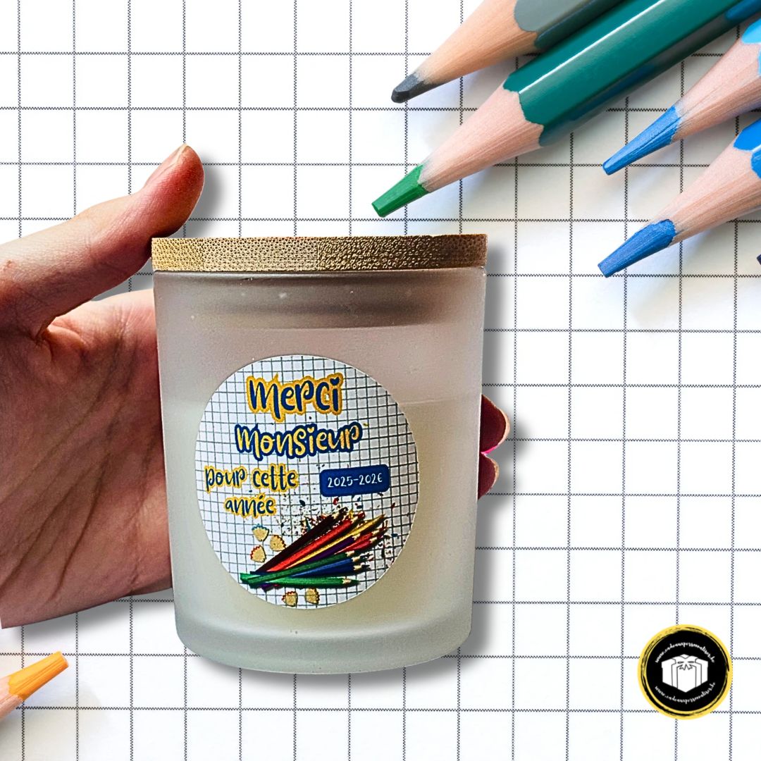 Bougie merci monsieur en verre avec couvercle