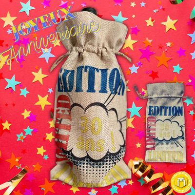 Sac bouteille anniversaire personnalisable