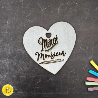 Étiquette en bois personnalisée merci monsieur