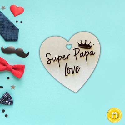 Étiquette en bois personnalisée super papa