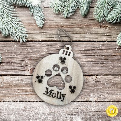 Boule de Noël en bois pattes