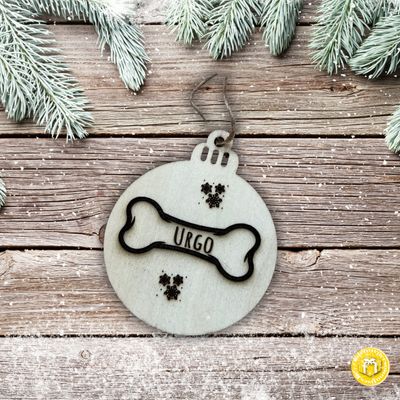 Boule de Noël en bois os animal