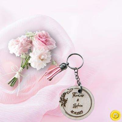 Porte-clés en bois pour mariage personnalisé