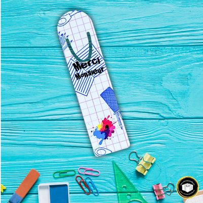 Marque page cahier quadrillé bleu