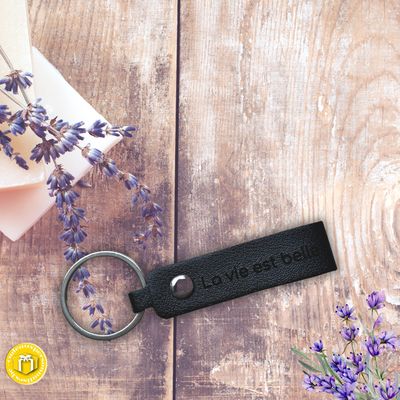 Porte-clés en cuir la vie est belle