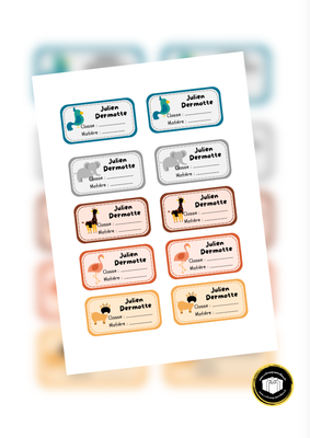 Étiquettes autocollantes pour l'école. A coller sur les cahiers, livres, journal de classe, classeur ou autre support.