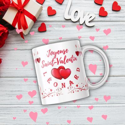 Mug Saint-Valentin avec prénom Mug joyeuse Saint-Valentin avec prénom