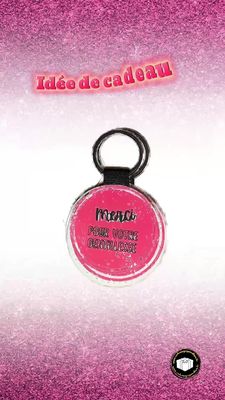 Porte-clés rose pailleté super maman