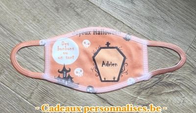 Masque de protection joyeux Halloween Masque de protection en tissu lavable en machine sur le thème Joyeux Halloween. Tailles pour enfant et adultes.