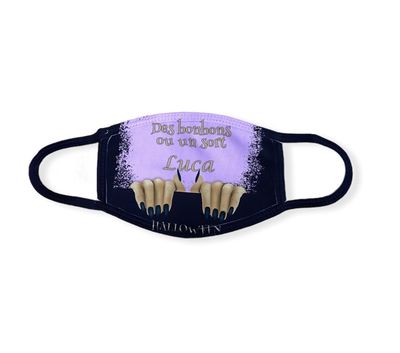 Masque de protection griffes halloween Masque de protection en tissu lavable en machine des bonbons ou un sort. Deux tailles pour les enfants.