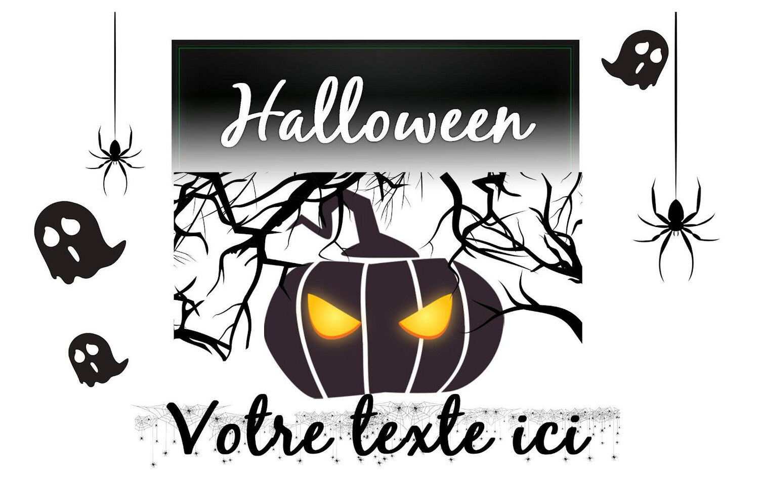 Boîte cadeau en carton pliable et personnalisable sur les deux faces sur le thème d'Halloween.