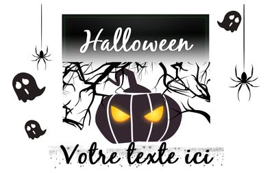 Boîte cadeau en carton pliable et personnalisable sur les deux faces sur le thème d'Halloween.