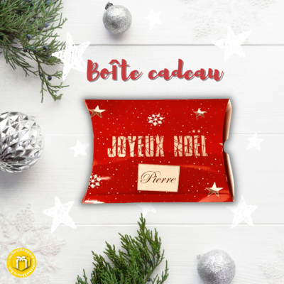 Grande boîte en carton glacé personnalisée sur les deux faces sur le thème de Noël pour vos cadeaux.
