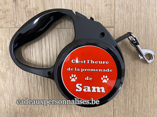 Laisse pour chien personnalisée extensible modèle pattes, Couleurs (uniquement si vous n'ajoutez pas d'image).: Rouge