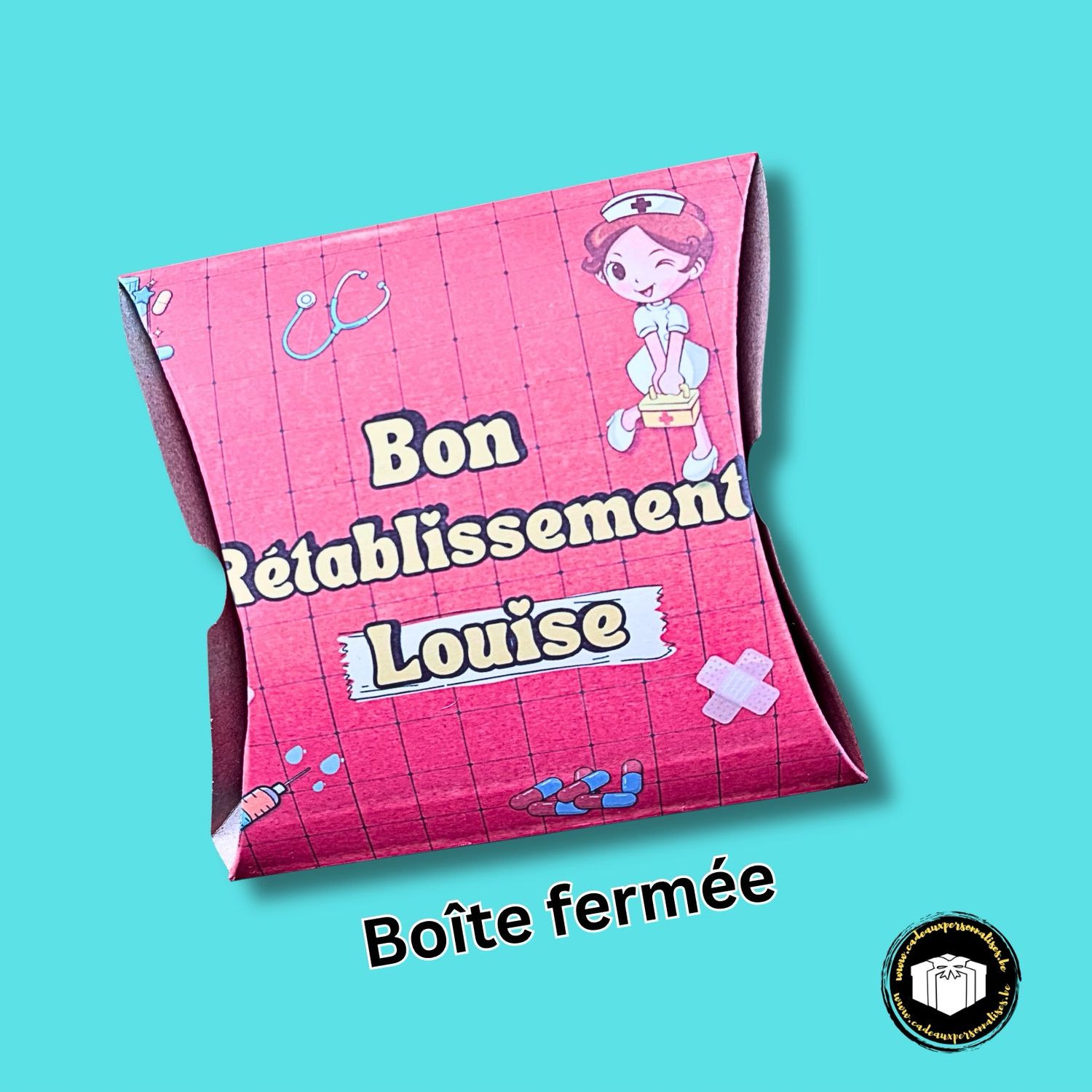 Boîte cadeau en carton pour personne en convalescence à personnaliser avec votre texte