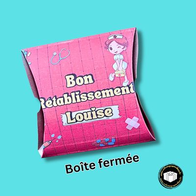 Boîte cadeau en carton pour personne en convalescence à personnaliser avec votre texte