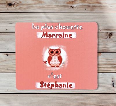 Tapis de souris personnalisé chouette marraine