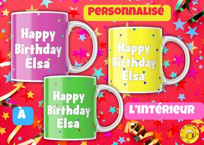 Mug Happy birthday personnalisé à l'intérieur