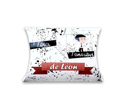 Boîte cadeau en carton personnalisable sur les 2 faces effet brillant sur le thème de l'école avec le texte merci monsieur