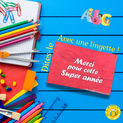 Lingette en tissu rouge pour lunettes. Cadeau pour enseignant avec le texte merci pour cette super année