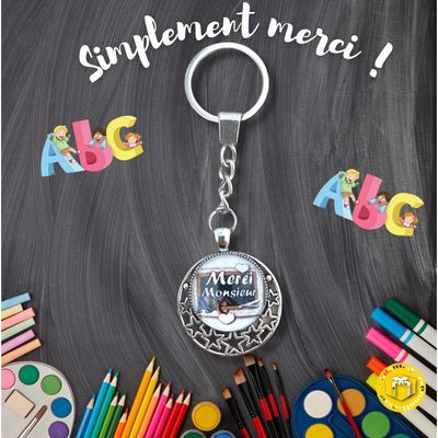 Porte-clefs cabochon merci monsieur
