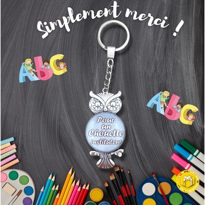 Porte-clefs cabochon pour un chouette instituteur