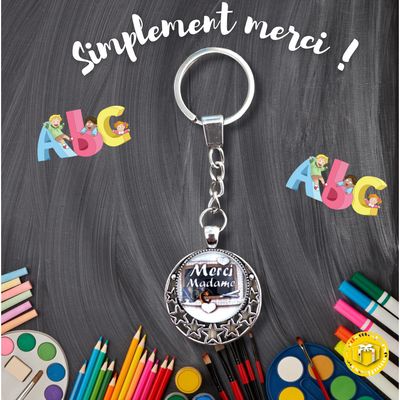 Porte-clefs cabochon merci madame