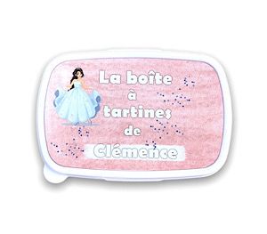 Boîte à tartines princesse personnalisée avec le prénom Boîte à tartine princesse pour l'école, la maison ou les sorties. A personnaliser avec prénom.