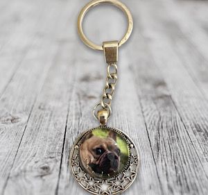 Porte-clefs cabochons chien avec nom