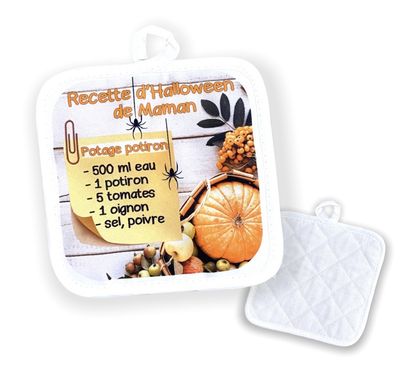 Votre recette de cuisine préférée pour Halloween sur une manique de cuisine. Épaisse et de très bonne qualité.