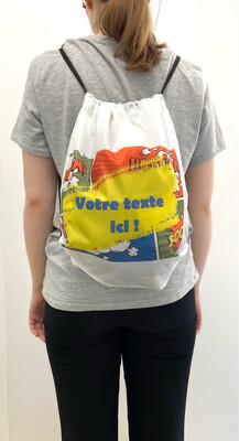 Sac de gym ou de sport sur le thème des bandes dessinées à personnaliser avec un texte.