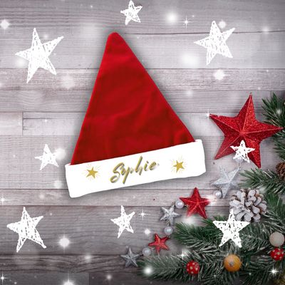 Bonnet de Noël étoile avec prénom Bonnet de Noël étoile avec prénom