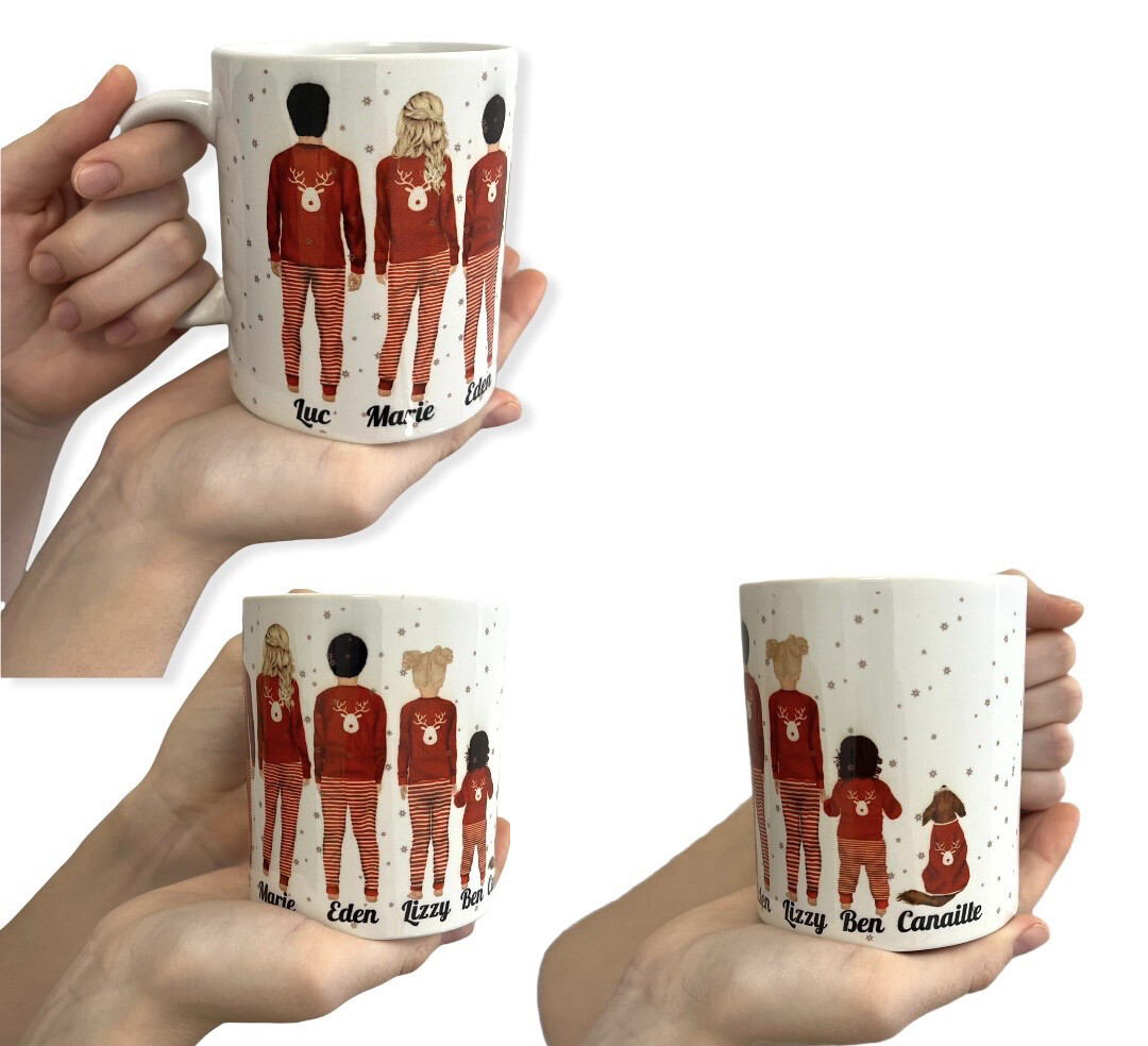 Mug de Noël personnalisé avec la famille
