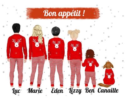 Set de table famille de Noël à personnaliser Set de table en MDF pour le repas de Noël en famille. Personnalisable avec votre texte.