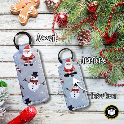 Porte-clés avec étui pour baume à lèvres Père Noël